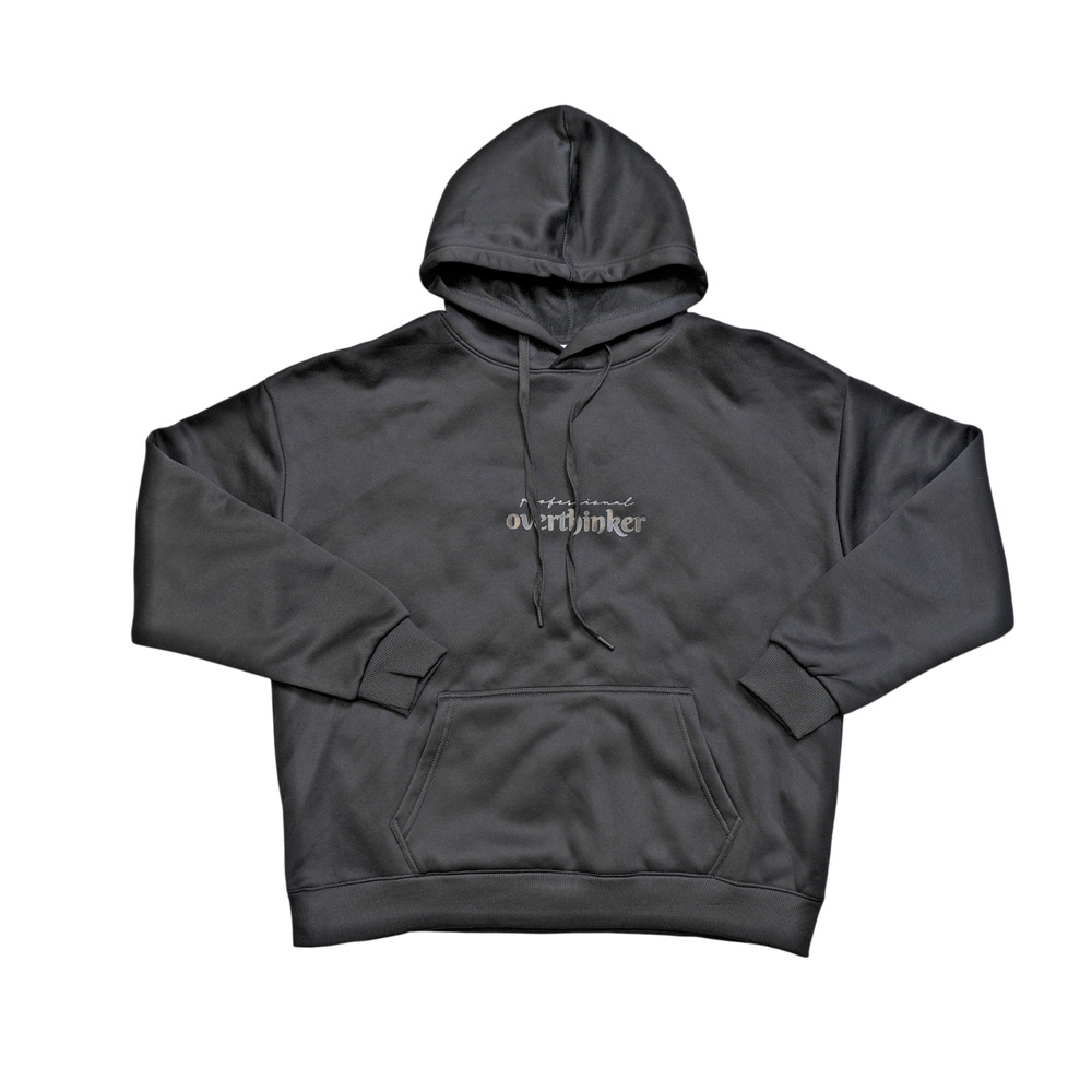 NWOT Overthinker Black Graphic Hoodie One Size 24" Pit to Pit